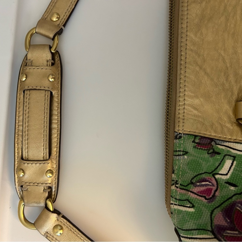 Coach Ashley Floral Gold, Green and Purple Women's Shoulder Bag Satchel Purse - Picture 8 of 16